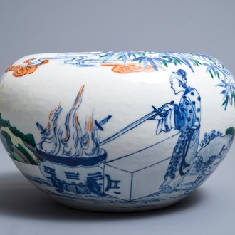 A Chinese doucai 'blacksmith' bowl, Qianlong mark, Republic, 20th C.