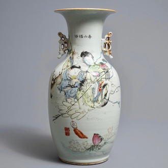 A Chinese qianjiang cai vase, signed Ma Qingyun, 19/20th C.