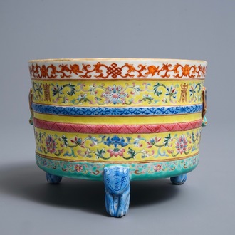 A Chinese famille rose tripod censer, Daoguang mark and of the period