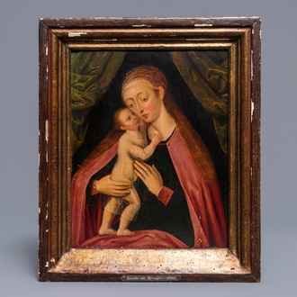 Follower of Rogier Van der Weyden, Flemish school: Virgin and child, oil on panel, 16th C.