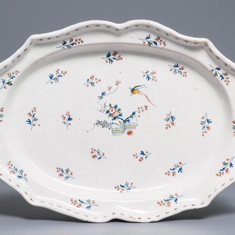 A large oval Brussels faience 'à la haie fleurie' dish, 18th C.