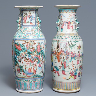 Deux vases en porcelaine de Chine famille rose, 19ème