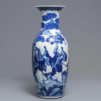 A Chinese blue and white 'Hehe Er Xian' vase, 19th C.