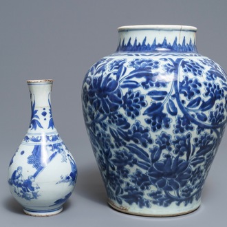 Two Chinese blue and white vases, Kangxi and Transitional period