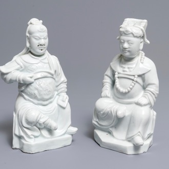 Two Chinese Dehua blanc de Chine figures of Guandi and Zhenwu, 18/19th C.