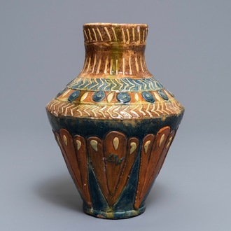 A Flemish pottery Art Nouveau vase, Leo Maes Vereenoghe, Torhout, 1891-1909