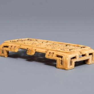 A Chinese reticulated ivory wrist rest, Ming