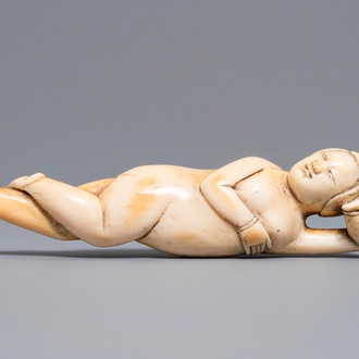 A Chinese carved ivory 'doctor's lady', Ming or early Qing