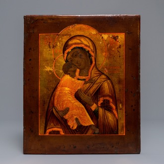 A Russian icon: Theotokos of Vladimir, 19th C.