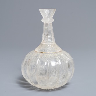 A Mughal-style rock crystal huqqa base, India, 19/20th C.