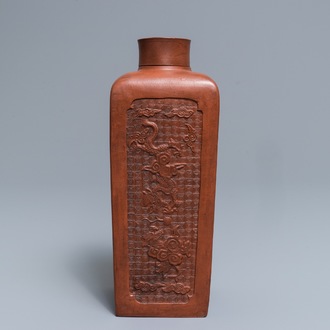 A Chinese Yixing stoneware tea caddy and cover, Kangxi