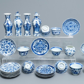 A varied collection of Chinese blue and white porcelain, 19th C.