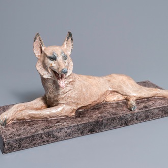 Maurice Guiraud Rivière (1881-1947): An Art Deco ceramic model of a dog
