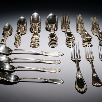 A German silver flatware service, 20th C.