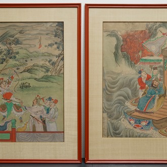 Chinese school: Two court scenes, ink and colour on silk, 18/19th C.