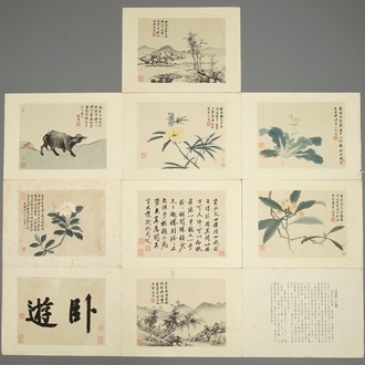 Ten lithographic prints after an album by Shen Zhou (1427-1509), China, 1st half 20th C.