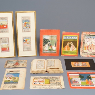 Een collectie islamitische en Perzische miniaturen, geschriften en een Koran, Iran en India, 19/20e eeuw