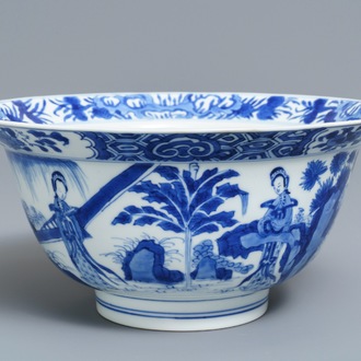 Un bol de type klapmuts en porcelaine de Chine bleu et blanc, marque et époque de Kangxi