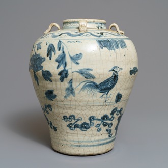 A large Chinese blue and white Swatow jar, Ming