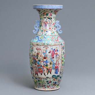 Un vase en porcelaine de Chine famille rose à décor 'Wu Shuang Pu', 19ème
