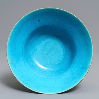 A Chinese monochrome turquoise-glazed bowl, Kangxi