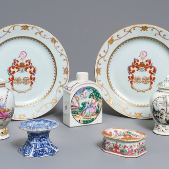 Une collection variée en porcelaine de Chine bleu et blanc et famille rose d'exportation, Kangxi/Qianlong
