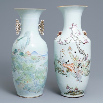 Deux vases en porcelaine de Chine qianjiang cai, 19/20ème