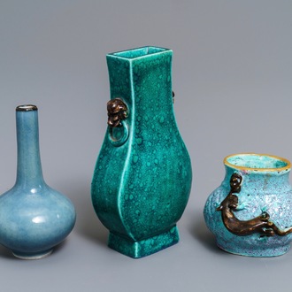 Three small Chinese monochrome vases, 19/20th C.
