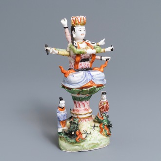 A Chinese famille rose figure of the ten-armed Avalokitesvara, Republic, 20th C.