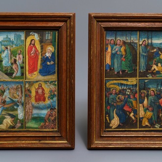 Two Flemish illuminated miniatures, 16th C.