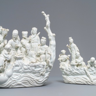 Deux groupes en porcelaine blanc de Chine de Dehua, 19ème