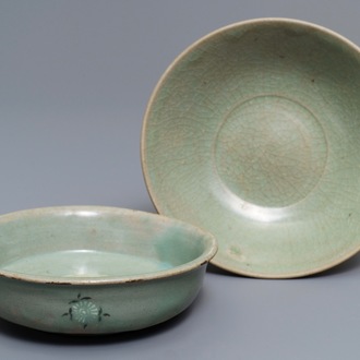 Deux bols en porcelaine céladon de Corée, Goryeo/Joseon, 14/15ème