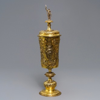 A German or Moravian silver-gilt cup and cover, 19th C. or earlier