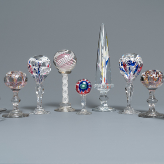 Nine glass paperweights, France, 18/19th C.