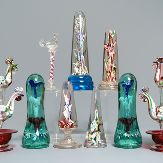 Nine glass paperweights, France, 18/19th C.