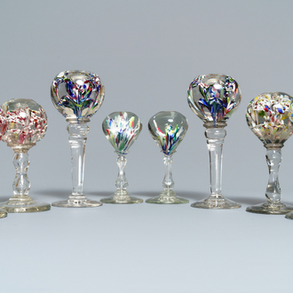 Eight glass paperweights, France, 18/19th C.