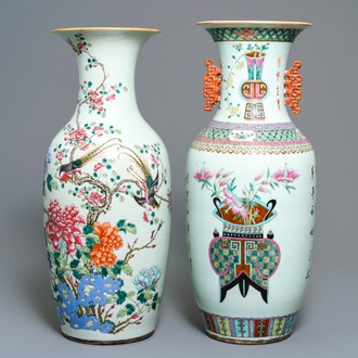 Deux vases en porcelaine de Chine famille rose, 19ème