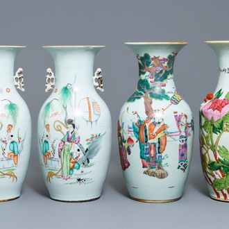 Quatre vases en porcelaine de Chine famille rose, 19/20ème