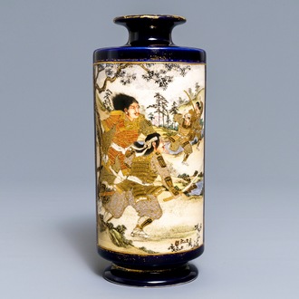 A Japanese Satsuma 'warriors' vase, Meiji, 19th C.