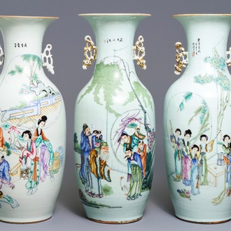 Three Chinese famille rose vases, 19/20th C.