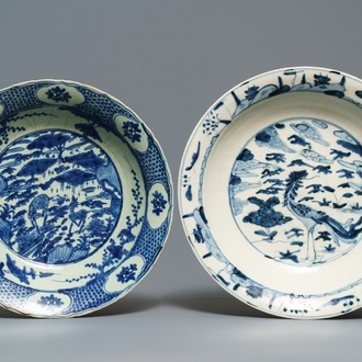 Two Chinese blue and white Swatow dishes, Ming