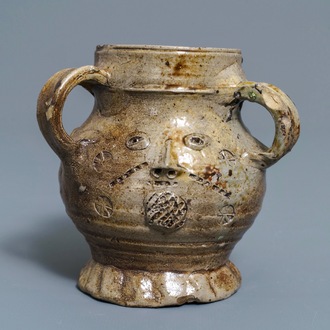 A rare German stoneware pointed nose jug, Raeren, 1st half 16th C.