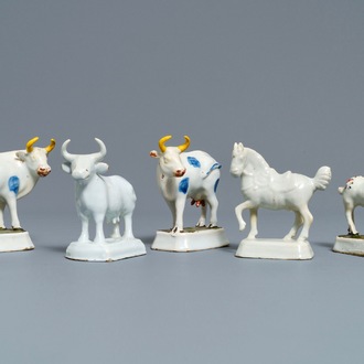 A varied collection of Dutch Delft models of animals, 18th C.