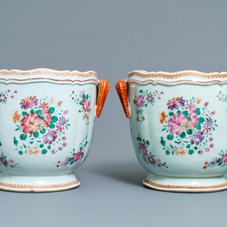 A pair of Chinese famille rose coolers, Qianlong