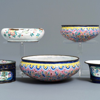 A collection of various Chinese Canton enamel wares, 18/19th C.