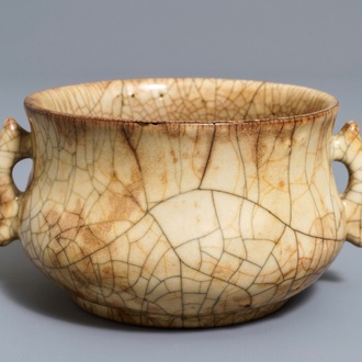 A Chinese ge-type crackle-glazed censer, Song or later