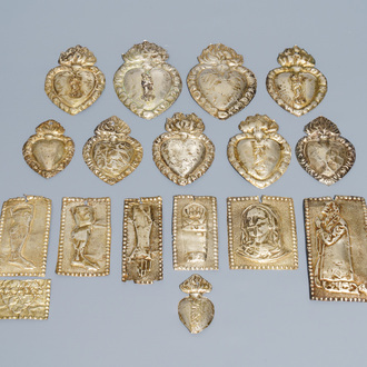 A collection of seventeen silver ex-voto plaques, 19/20th C.