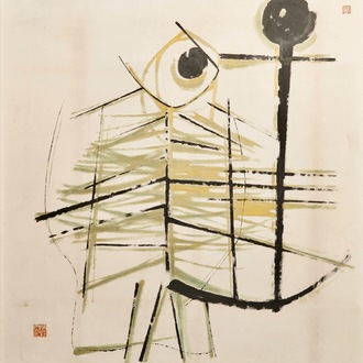 Se Ok Suh (Seok Suh) (Corée, 1929-): Sans titre, encre et couleurs sur papier
