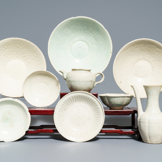 Neuf pièces en porcelaine de Chine qingbai, Song