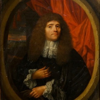 Leermans, Pieter (Hollandse school, 1635-1706): Portret van een man, olie op paneel